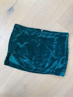 Free People Velvet Mini Skirt in Teal Green